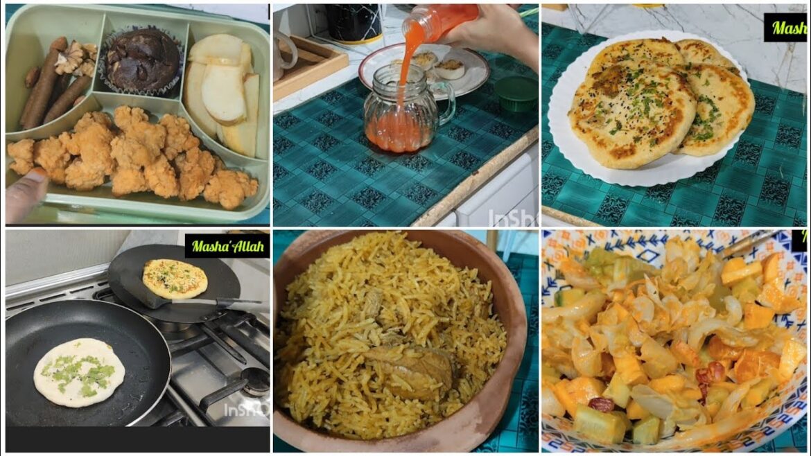 Daily routine video/aloo kulcha recipe/french salad/leftover korma masala rice/my life in riyadh