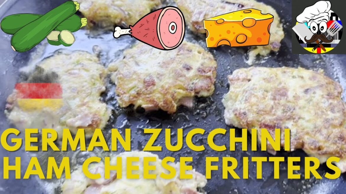 German Style Zucchini Fritters with Ham & Cheese