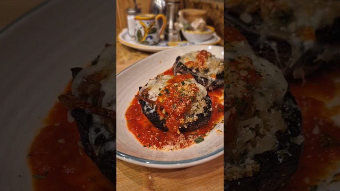 Italian sausage stuffed portobello mushrooms #stuffedmushrooms #portobellomushrooms #mushroomrecipes