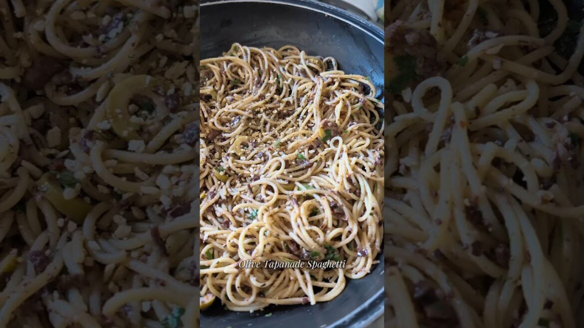 OLIVE TAPENADE SPAGHETTI RECIPE #foodshorts #vegetarianrecipies #pasta #spaghetti