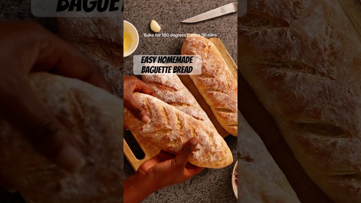 Here’s how to make perfect homemade baguettes from scratch. #HomemadeBaguette #BakingAtHome #Bread