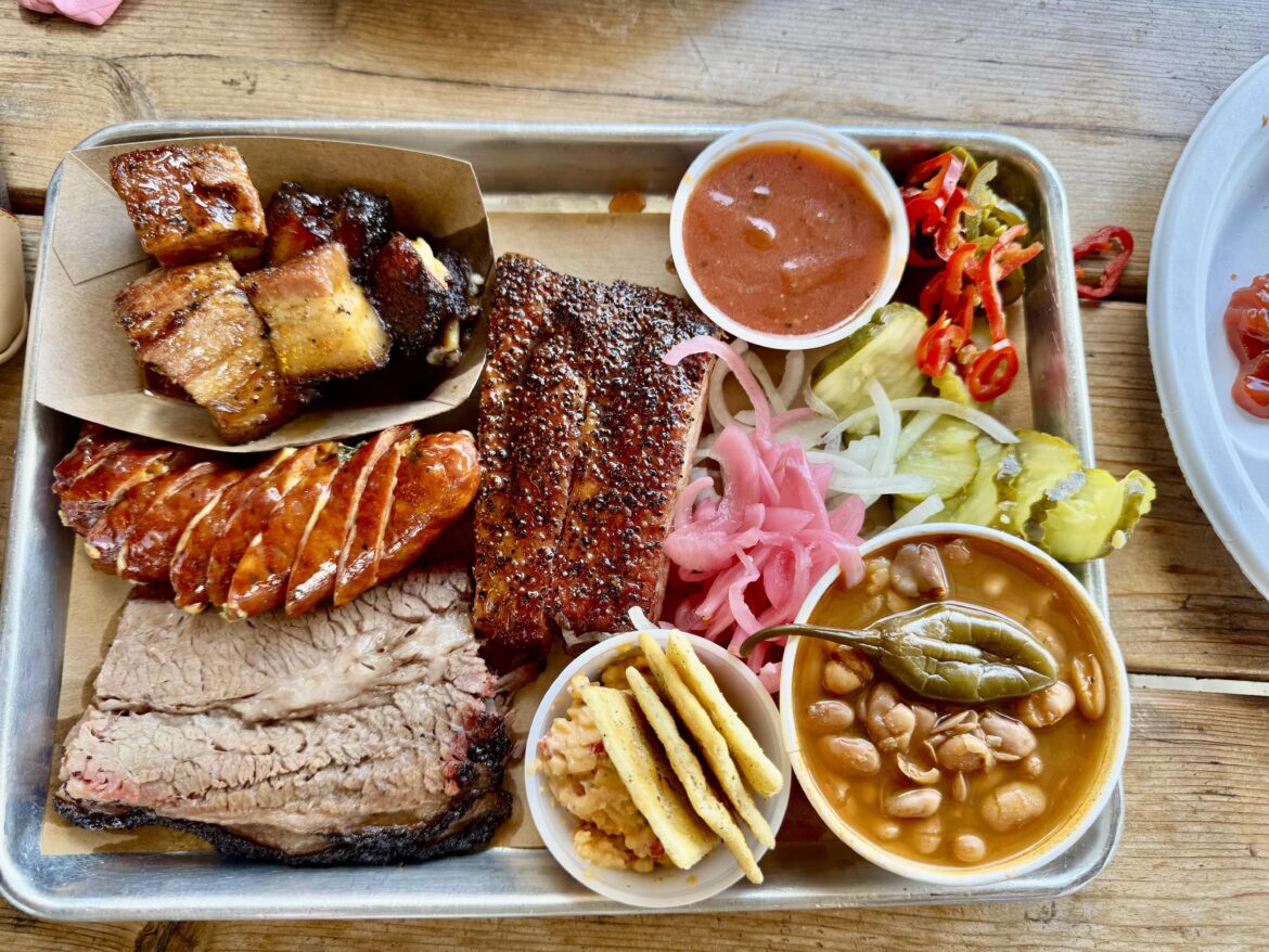 Stile Switch’s $31.95 3 meat plate (plus pimento cheese sausage). Such amazing quality and price compared to others.