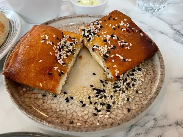 The feta encased in crisp fillo pastry 