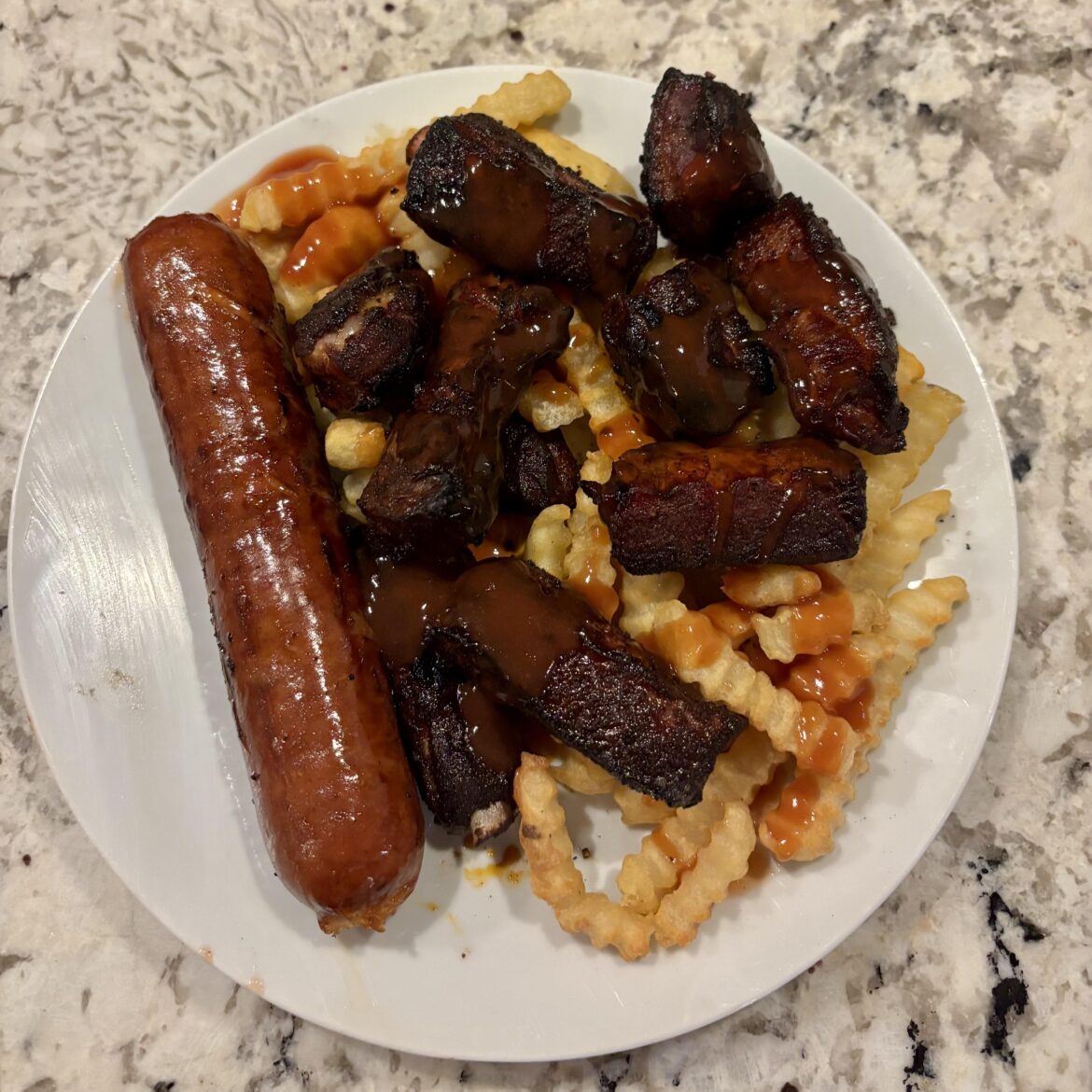 Chicago style rib tips and hot link