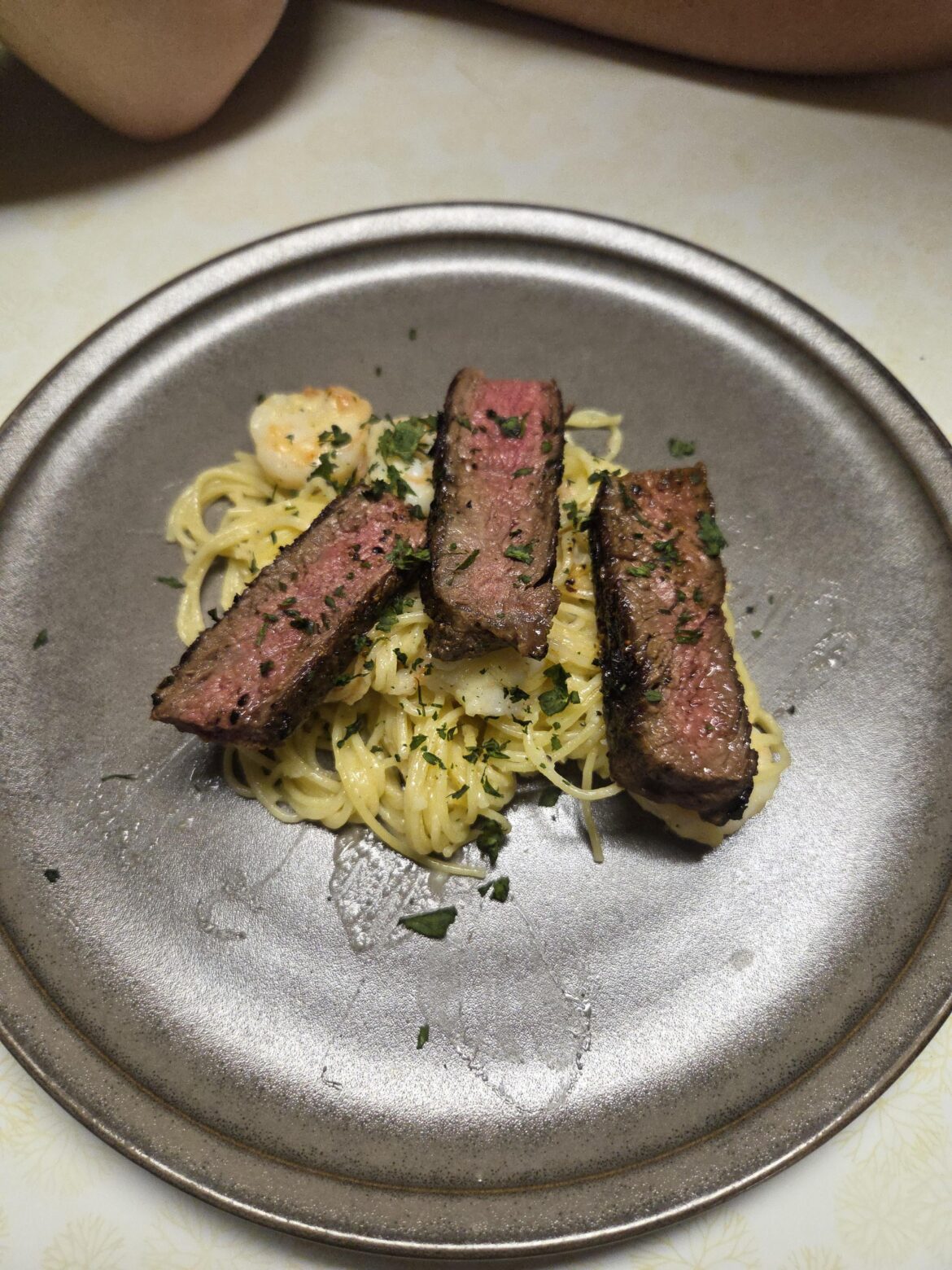 Got smashed and whipped up surf n turf scampi