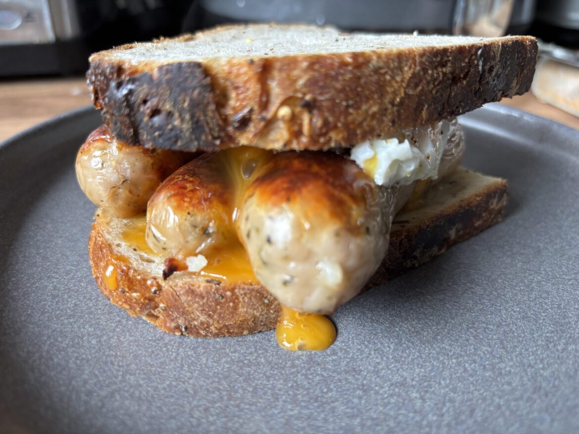 Saturday morning Sausage and fried egg sandwich.