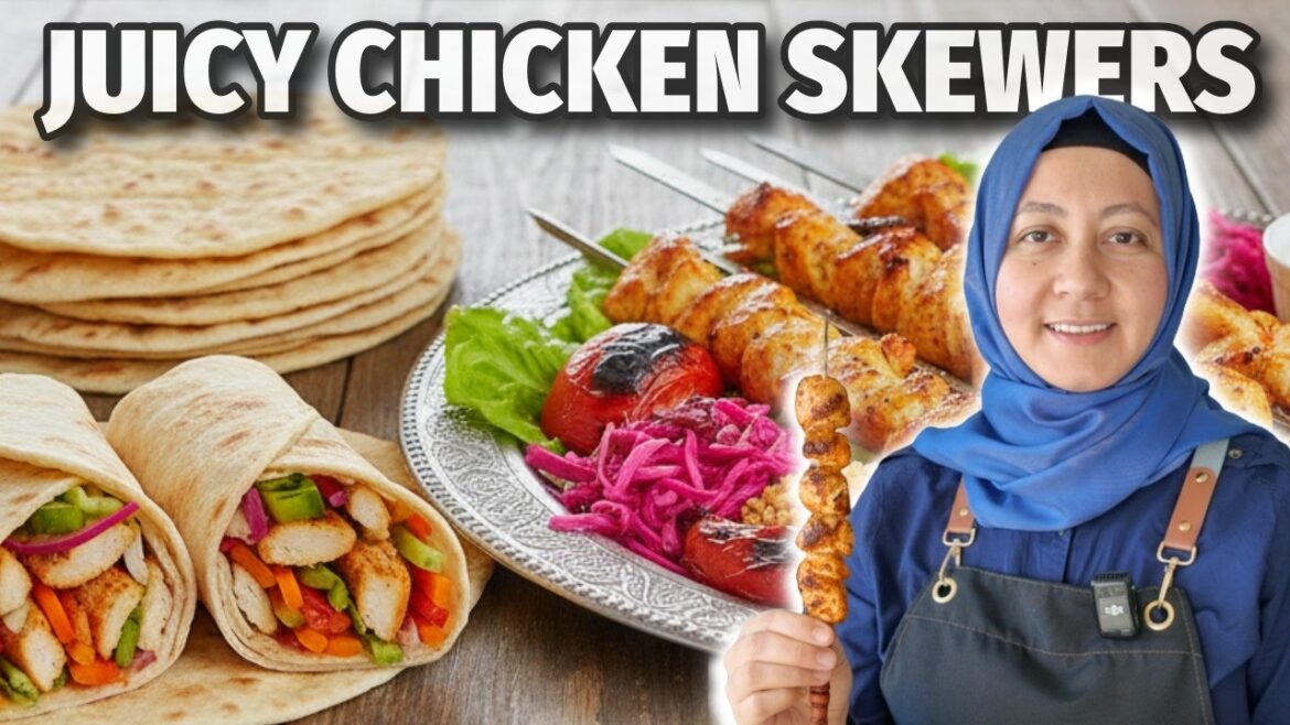 Authentic Turkish Chicken Shish Kebab (Tavouk) & Homemade Durum Wrap Flatbread Authentic Turkish Chicken Shish Kebab (Tavouk) & Homemade Durum Wrap Flatbread