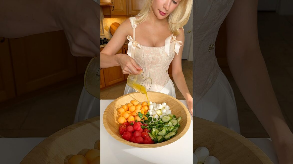 Refreshing Watermelon–Melon Mozzarella Salad (335 Calories | 15g Protein )