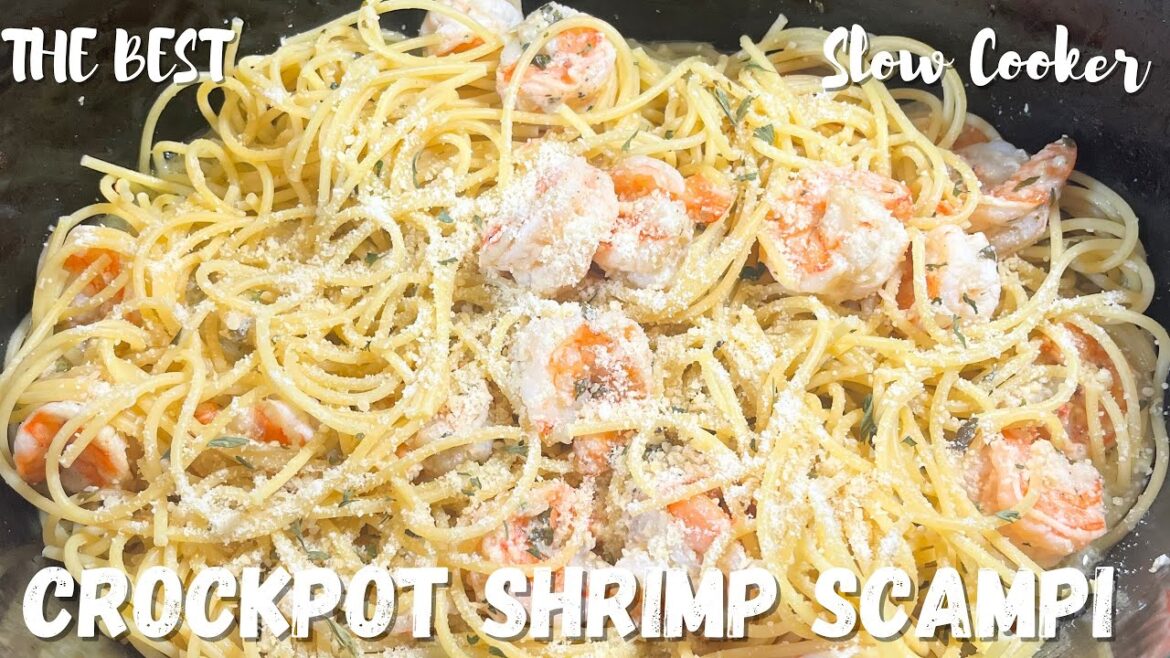 The BEST Crockpot Shrimp Scampi Recipe | Slow Cooker Shrimp Scampi | Shrimp Crockpot Recipes |