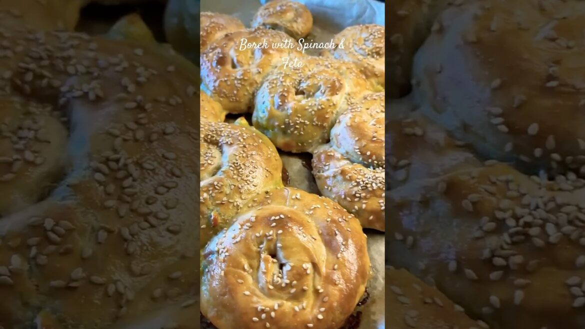 Flaky Spinach & Feta Borek - Turkish Buns Recipe #shorts#borek#buns#easybaking#cheesy#turkishfood