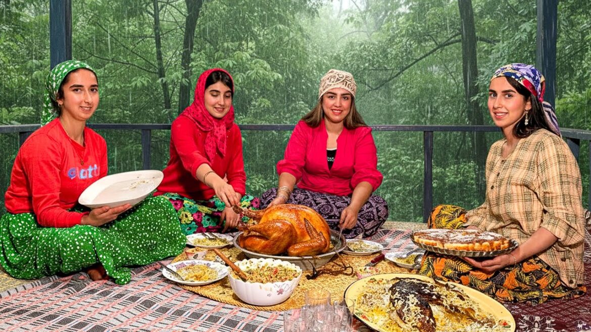 Village Girls Cooking in Northern Iran | Stuffed Turkey, Apple Pie & Pumpkin Dessert