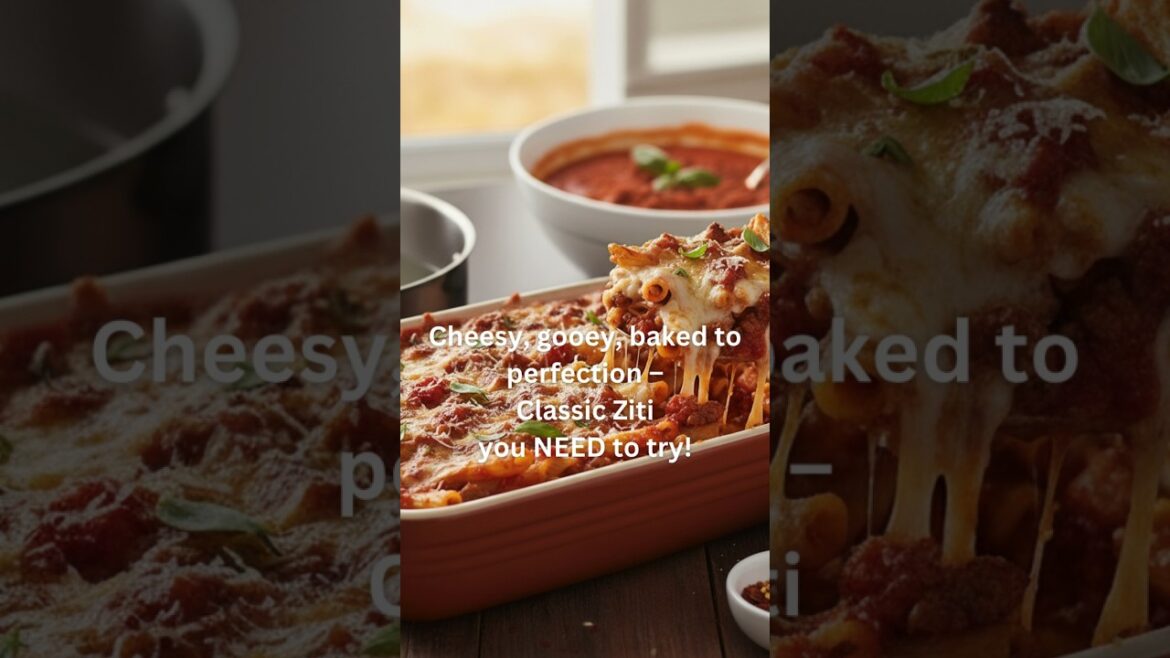 Cheesy, gooey, baked to perfection – Classic Ziti you NEED to try! #cheesy #cooking #delicious
