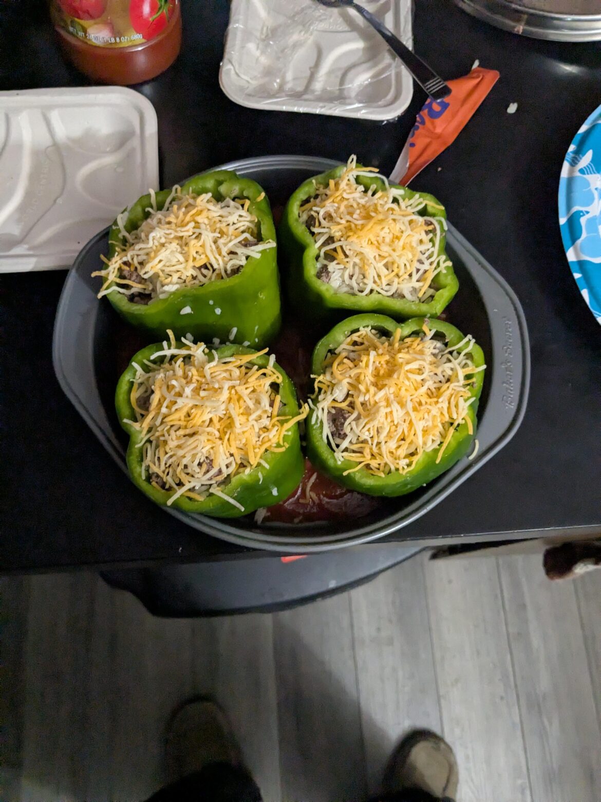 Red deer stuffed peppers