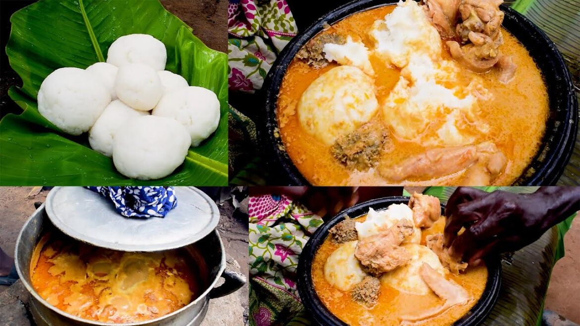 Africa Village Food || How To make Authentic Village Peanut Butter Soup with Rice Balls