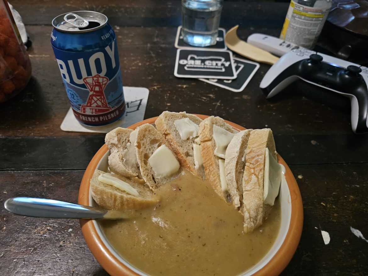Potato leek soup and homemade bread