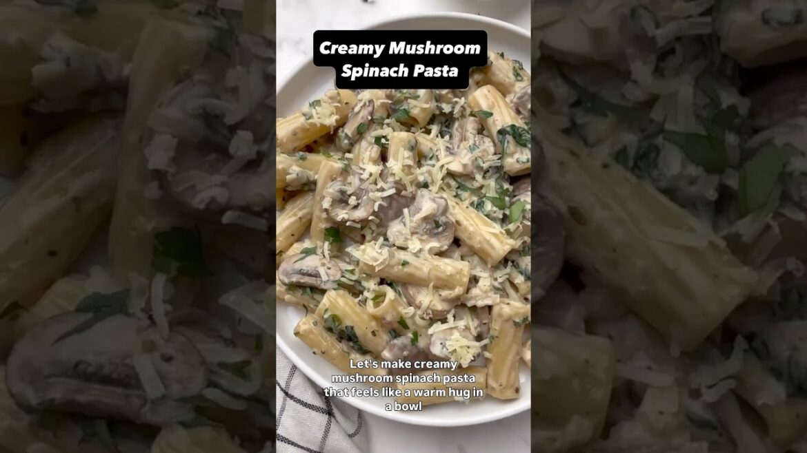 Creamy Mushroom Spinach Pasta #highprotein #recipe #mushroom #creamymushroompasta #pastarecipes