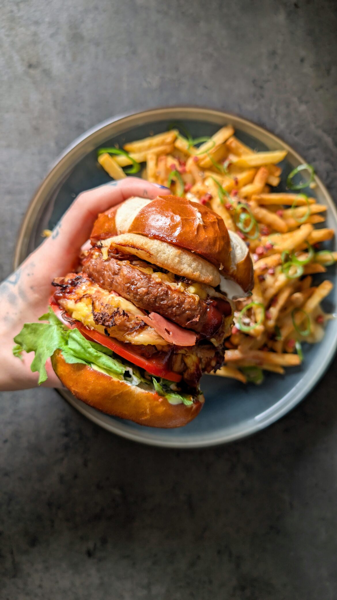 Homemade double cheeseburger