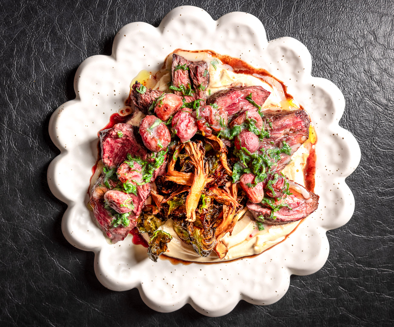 Food and interior photos of Mediterranean restaurant Alora in San Francisco.