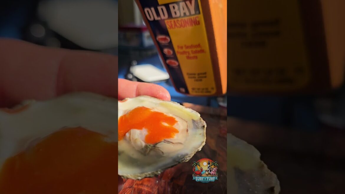 how to dress a raw oyster on the half shell #food #seafood #oysters #cholula #oldbayseasoning
