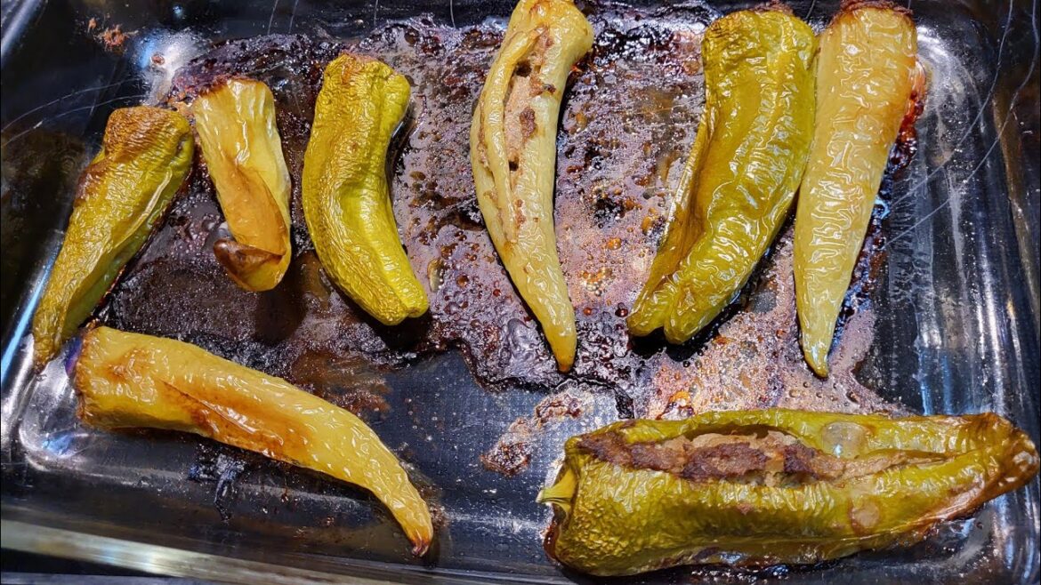 Stuffing Peppers from the Garden