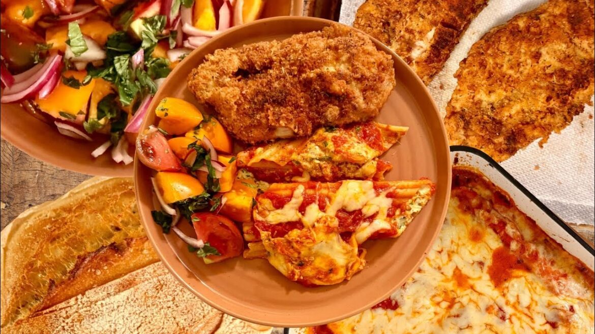 Chicken Parm Manicotti and Sourdough Bread