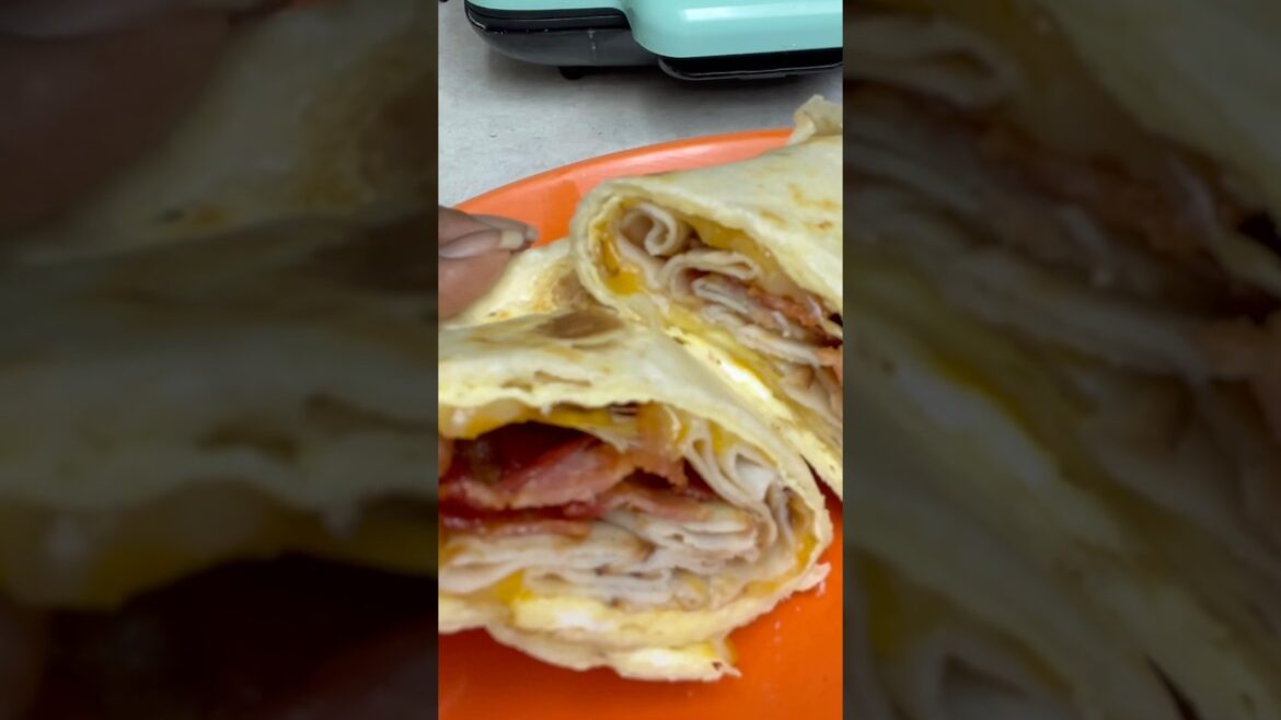 Simple Turkey Club Breakfast Wrap For My Husband | #shorts #eatingshow #food #love Simple Turkey Club Breakfast Wrap For My Husband | #shorts #eatingshow #food #love