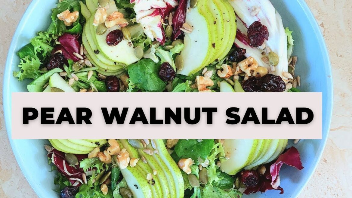 5 Minute Pear Walnut Salad With Maple Mustard Dressing - Flavours Treat