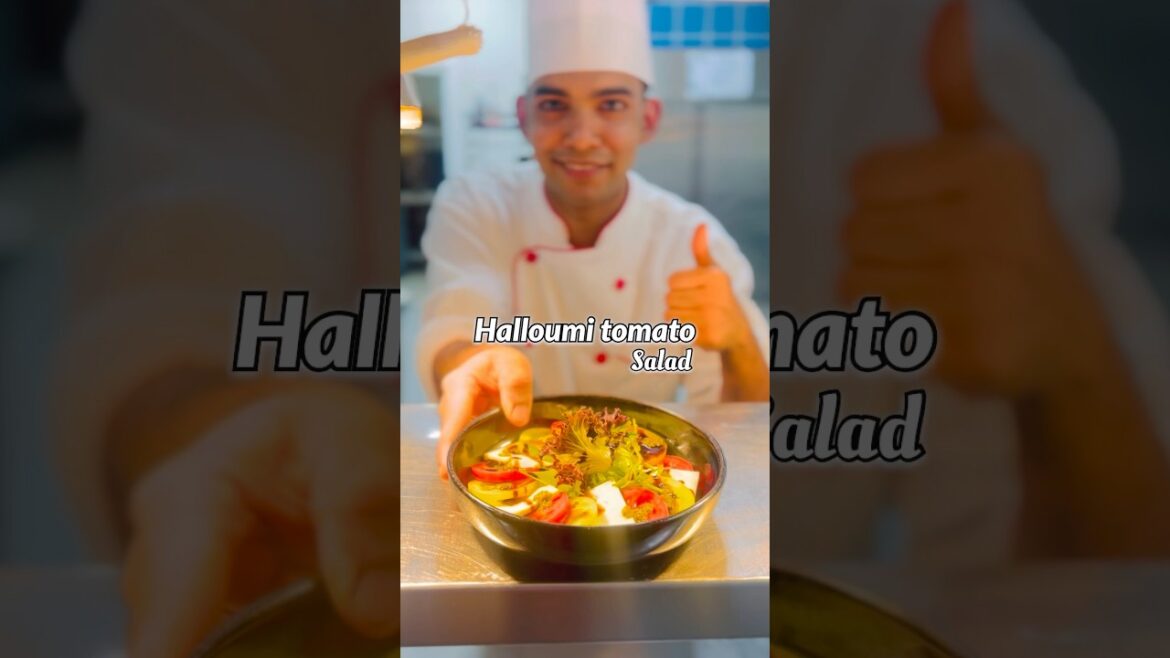 Halloumi tomato salad.#shorts #chef #yummy #tomato #cheese #salad #pesto #balsamic #viral #food