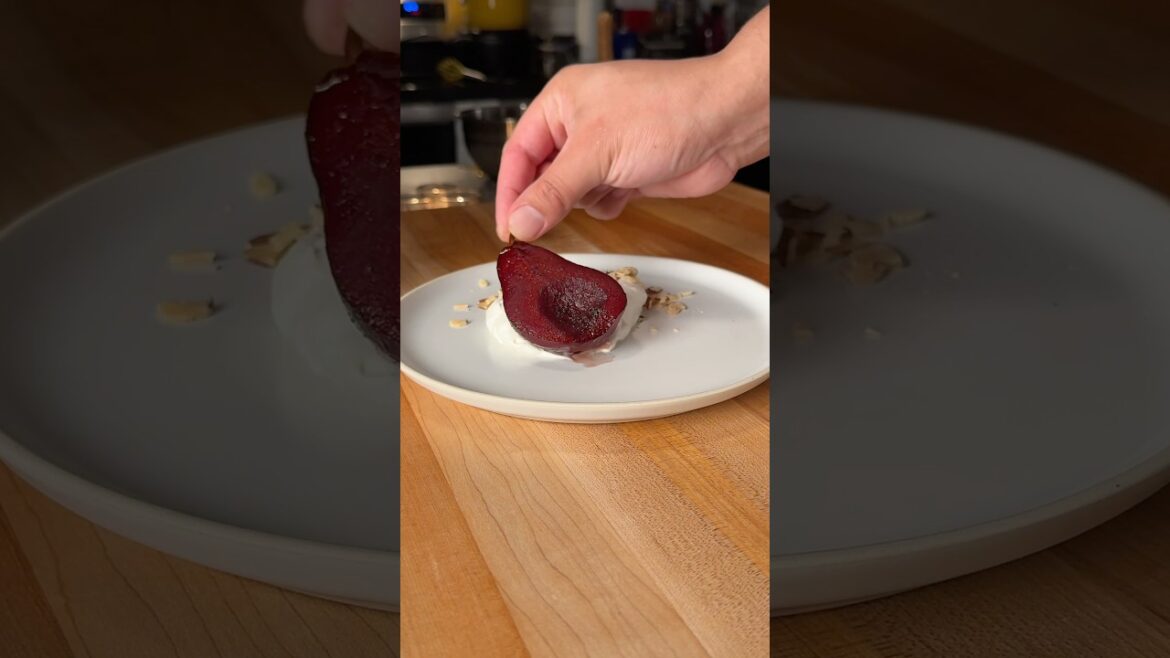 Five Spice Poached Pears with Maple Chantilly, Extended