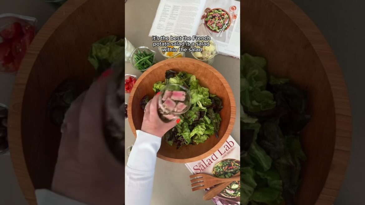 Nicoise Salad with seared ahi perfectly boiled eggs French potato salad green beans tomatoes