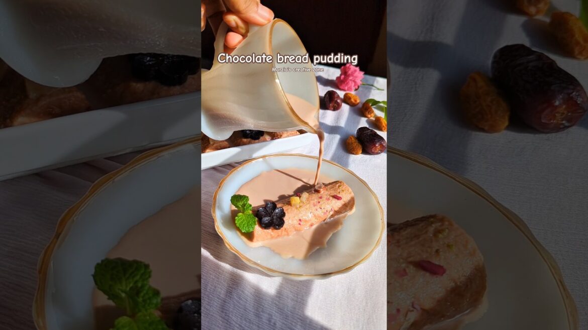 Yummy chocolate dessert chocolate bread pudding recipe #recipe #shorts