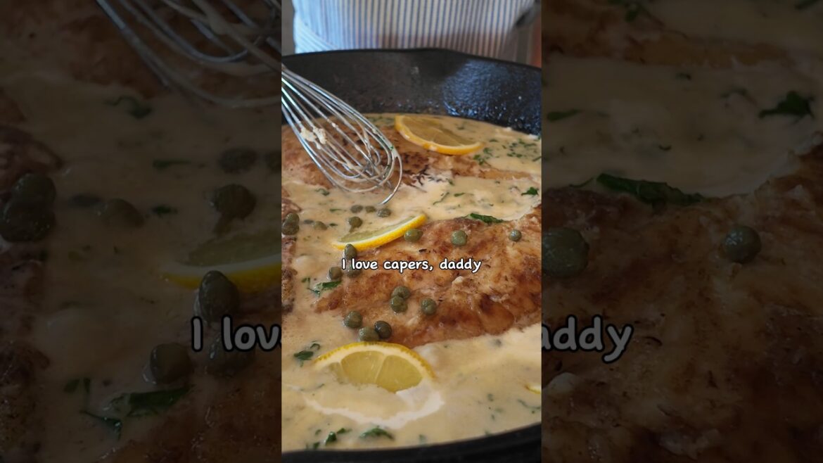 Levi makes chicken piccata! This lemony cream sauce has briney capers that Levi absolutely loves!