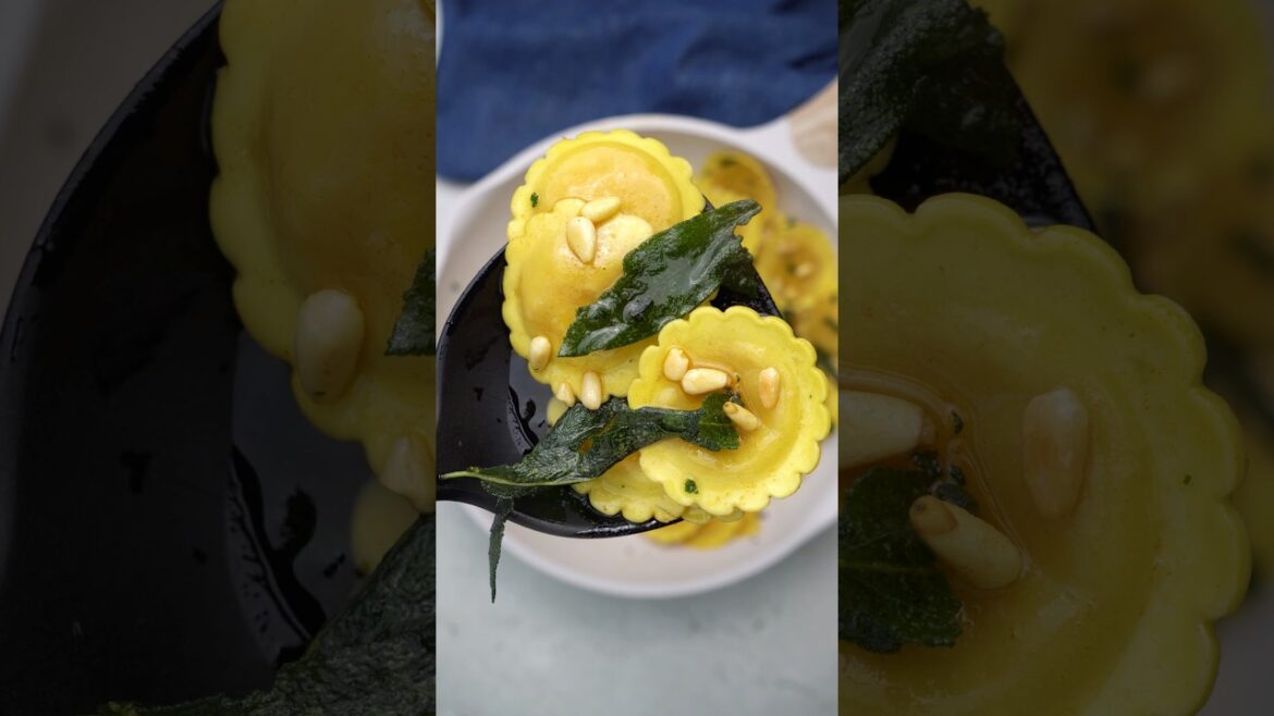 10-Min Sage Butter Ravioli #pasta #herbbutter #shorts #shprtsfeed