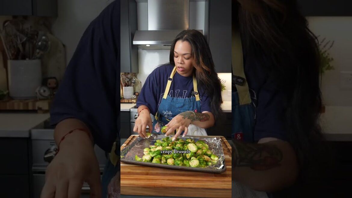 easy oven roasted brussel sprouts (yes the salt on my nose is a paid actor) Recipe: Ingredients *