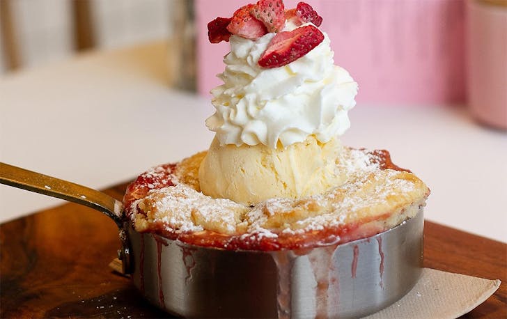 A decadent baked dessert at the Flour Mill