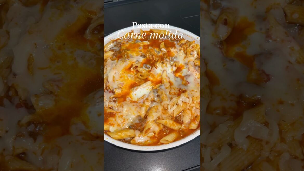 Penne pasta con carne molida receta fácil ❤️#pennepasta#pastaconcarnemolida#creamypasta