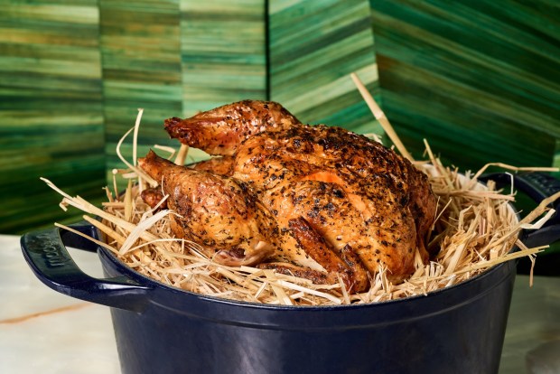 La Grand Poulet is the signature dish at La Monique, a French brasserie that recently opened in Santa Monica. (Photo courtesy of La Monique)