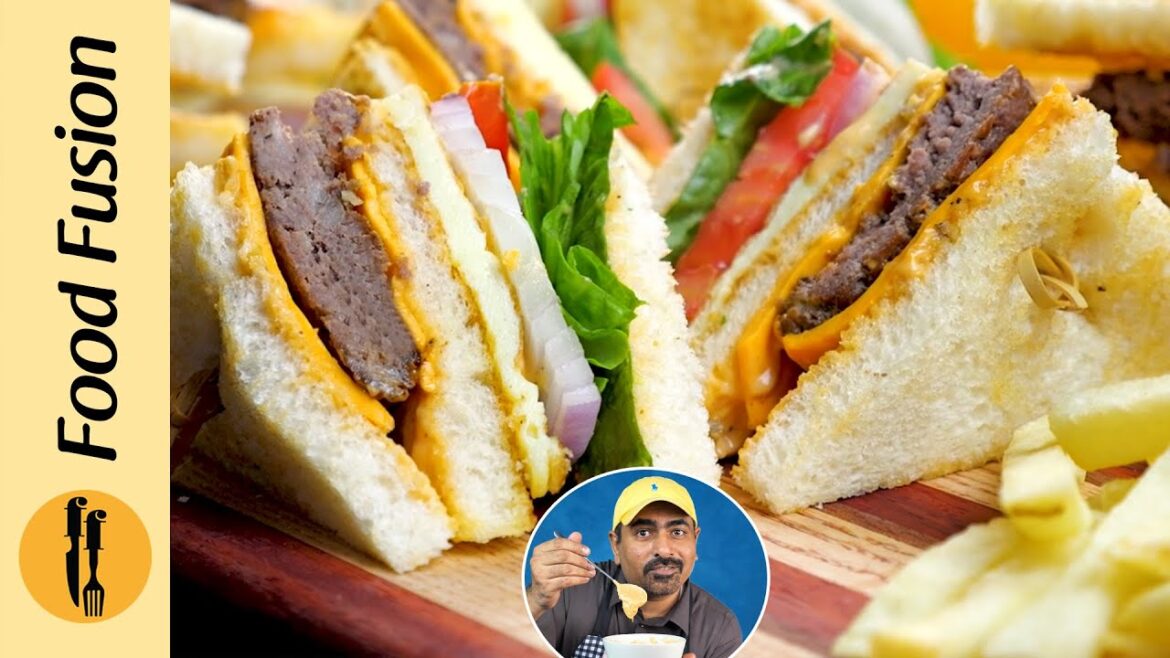 Cheeseburger Club Sandwich Recipe by Food Fusion Cheeseburger Club Sandwich Recipe by Food Fusion