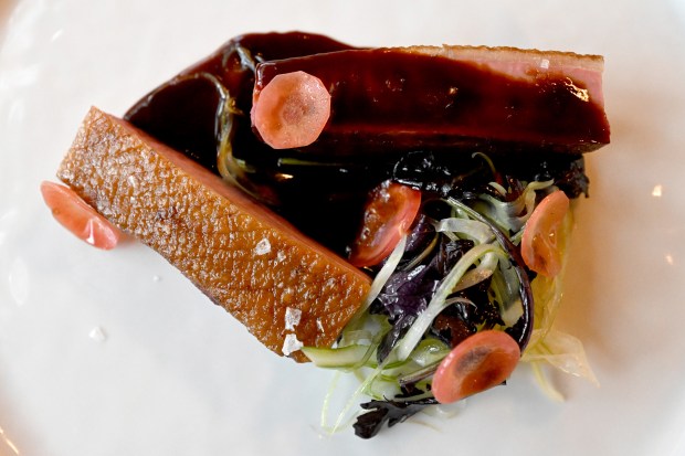 A duck dish is pictured at Fortezza Ristorante in Niwot. (Photo by Cliff Grassmick/Staff Photographer)