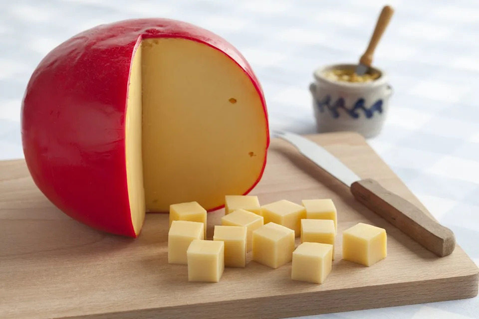 edam cheese and cubes