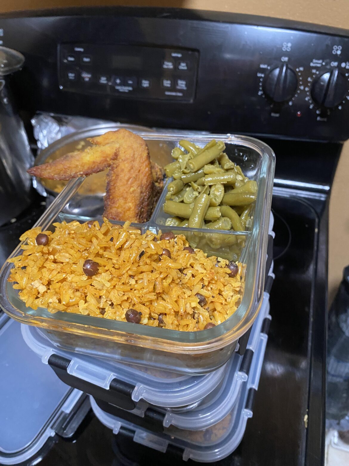 Arroz Con Gandules, Twice Fried Chicken, and green beans( repost since previous one was deleted)