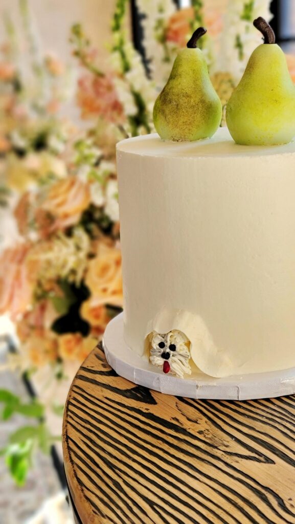 Baked a wedding cake with realistic pears
