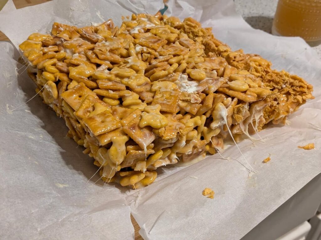 I made cheeze-it/goldfish marshmallow treats