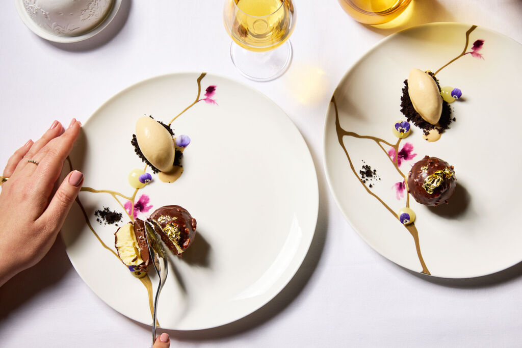 A top down view of the tasty Rocher Dessert