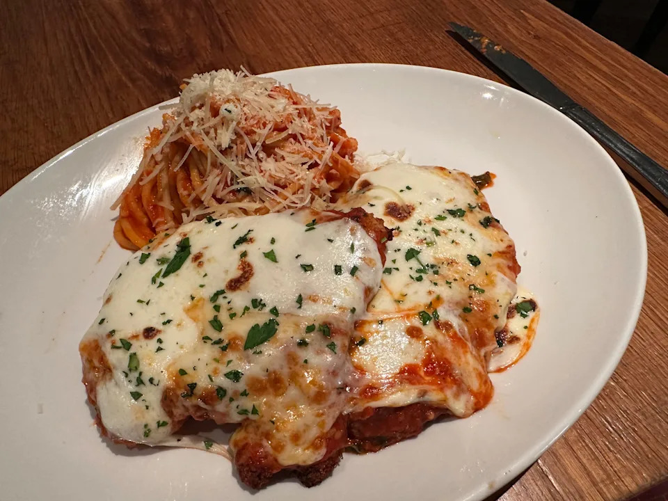 Chicken parm and spaghetti at Buddy V's