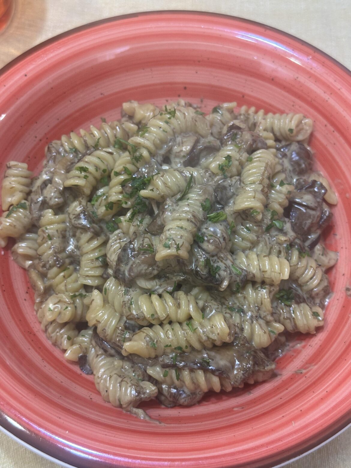 Porcini and double cream fusilli