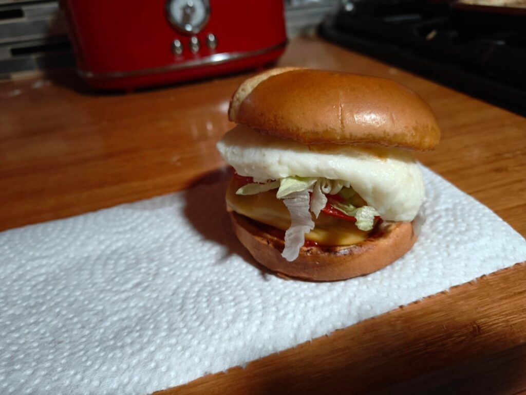 I present; the mashed potato cheese burder