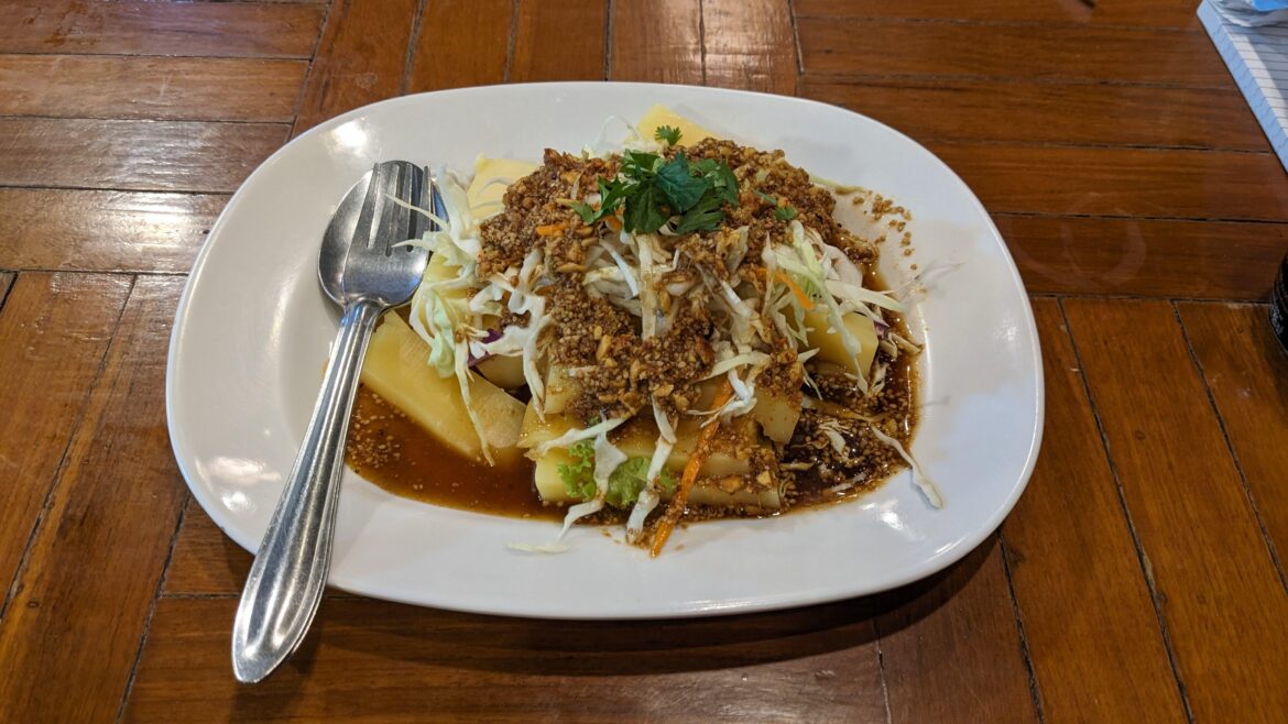 chickpea tofu spicy salad - Jay Mai Jumjay thai/shan restaurant - Chiang Mai