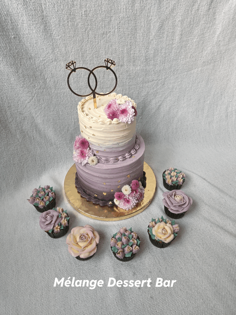Wedding Cake with matching Floral Cupcakesss 🌷🤍