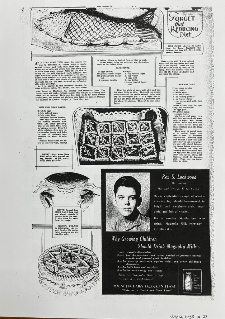 Recipes from The Sunday Tribune Magazine, 1930s